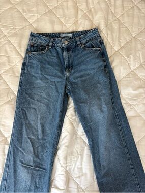 Garage Straight Leg Jeans in Washed Blue Denim